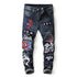 Fashion Embroidery Patchwork Men's Jeans Slim Straight Pants